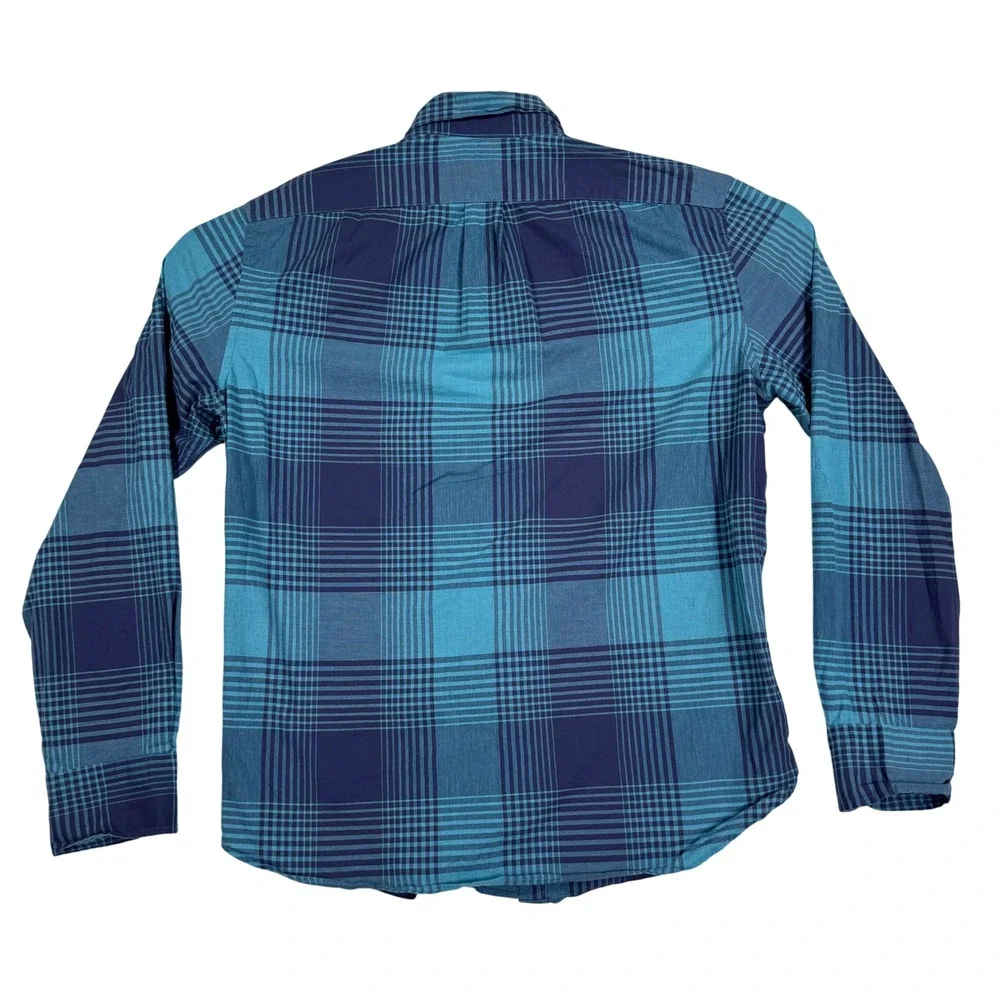 J Crew Shirt Mens M Short Blue Plaid Slim Fit Long Sleeve Button‎ Down Classic